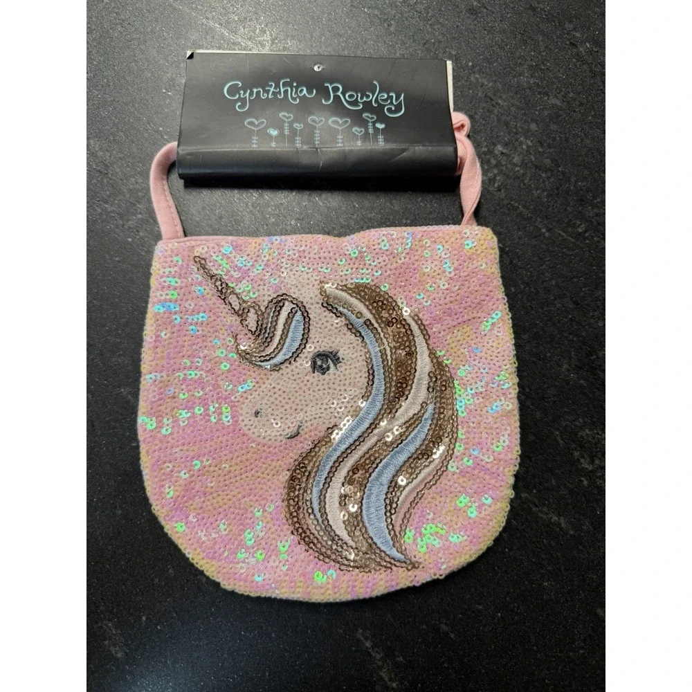 Cynthia Rowley Girls Pink Sequin‎ Unicorn Purse Handbag Kids Mini Bag Sparkle